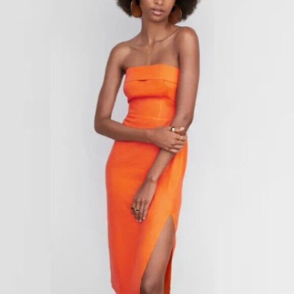 Mango Javi Linen Strapless Dress - Picture 2 of 8